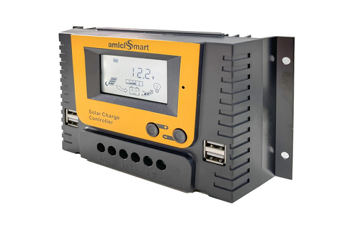 AmiciSmart Solar Charge Controller, 4-Stage Intelligent Lithium Battery Regulator for Solar Panel with LCD Display USB Port 12V/24V/36V/48V (40A)